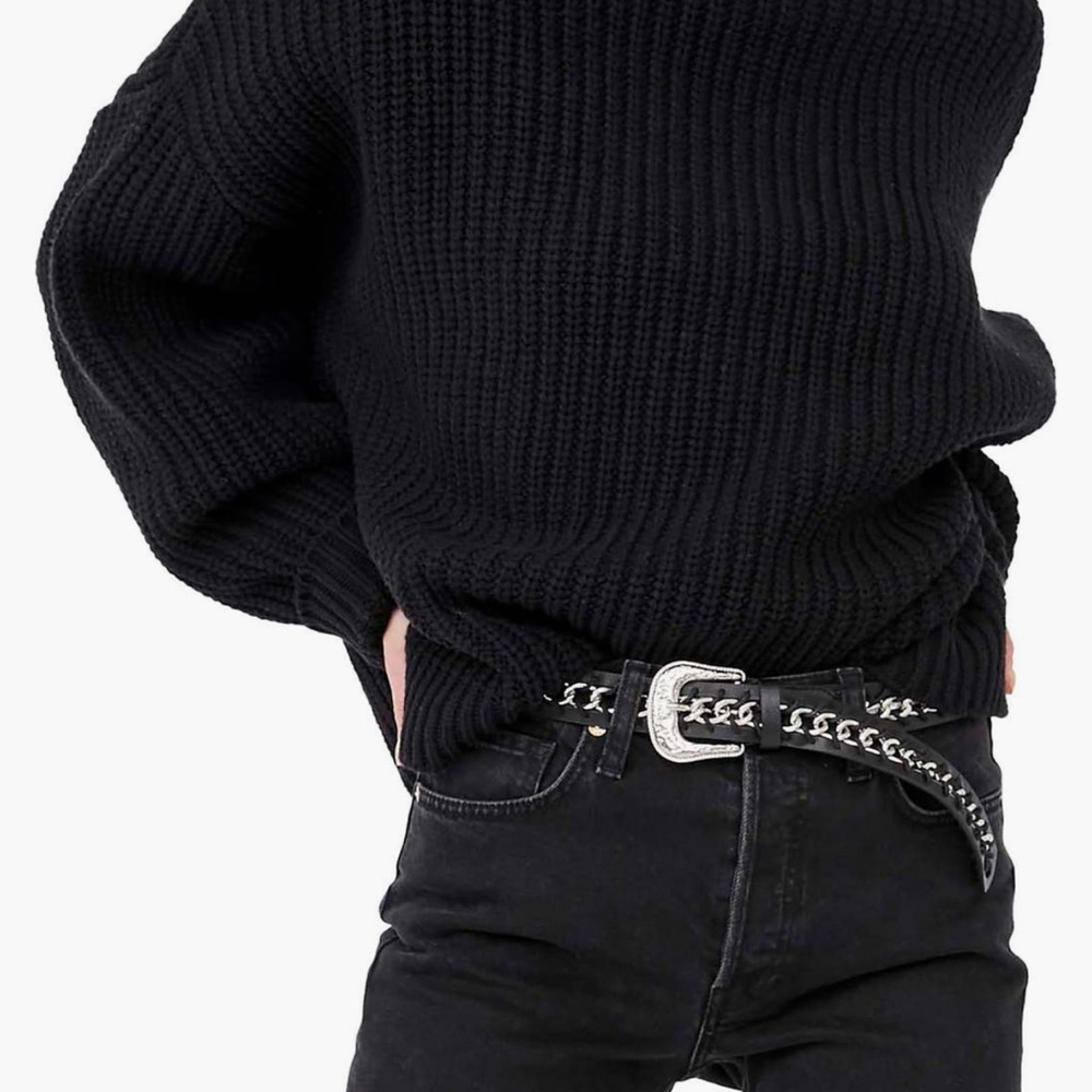 Free People Swim Too Deep Black Cowl Neck Sweater